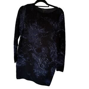 Sarah Pacini One Size Fits All Blue Black Sweater Dress Made In Italy